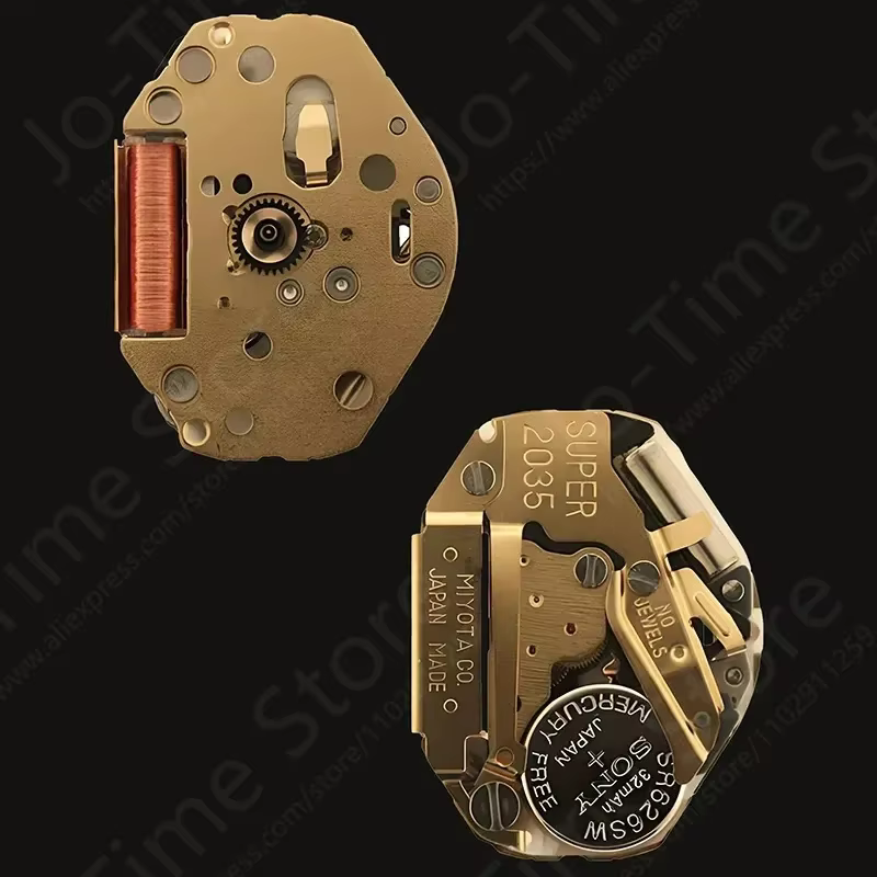 Miyota Super 2035 mouvement à Quartz doré 3 aiguilles accessoire de haute qualité boîtier en argent pièce d'origine pour la réparation de montres