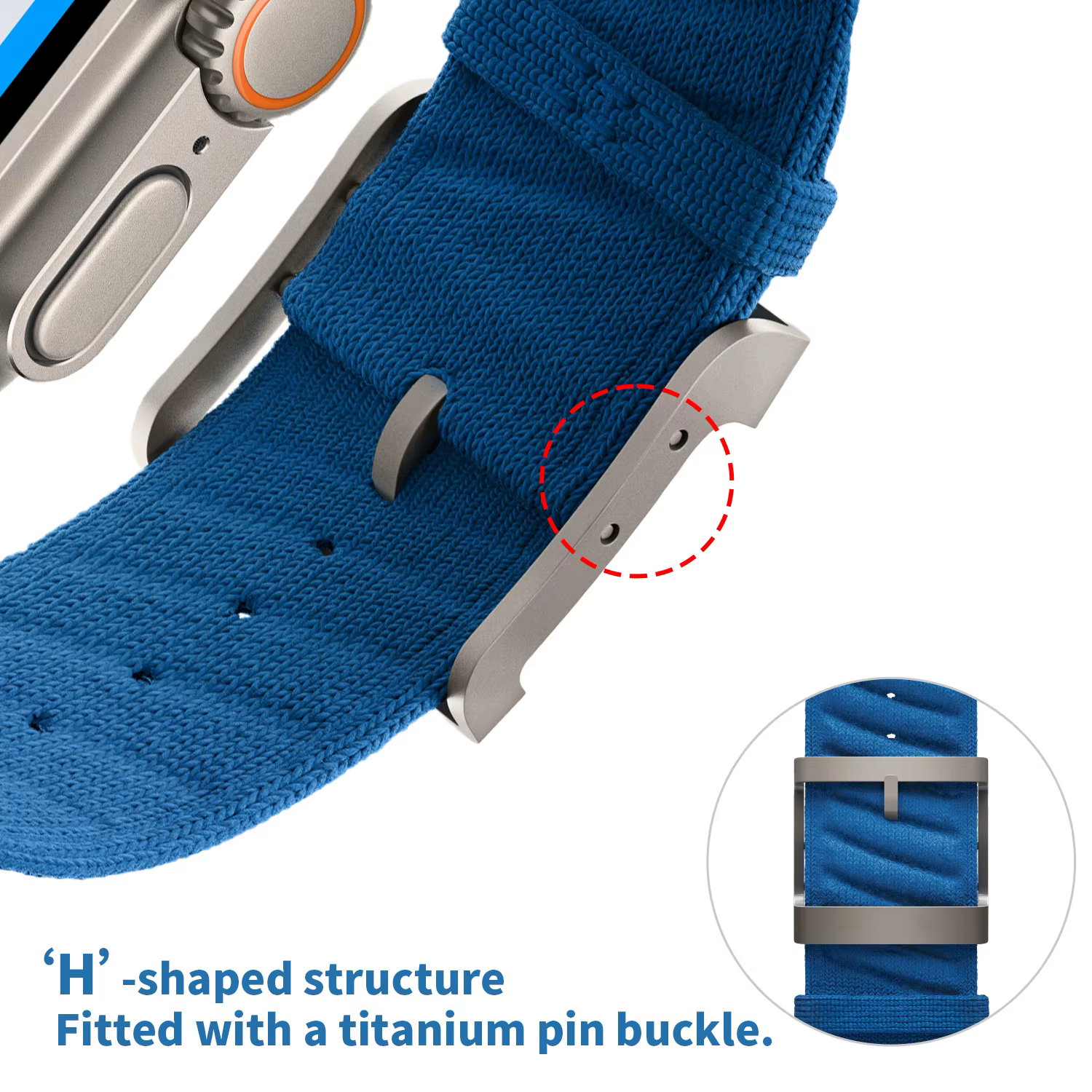 Kebitt En Mer Bleu Nuit bracelet Iwatch à tour unique pour Apple Watch Ultra2 10 9 8 7 6