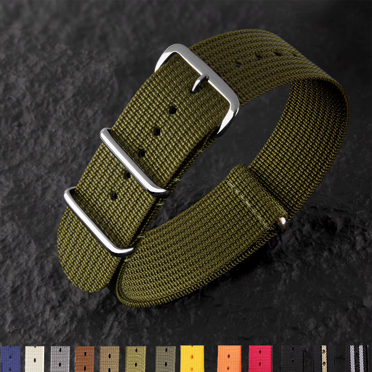 Bracelet de montre en Nylon nervuré 20mm 22mm bracelets