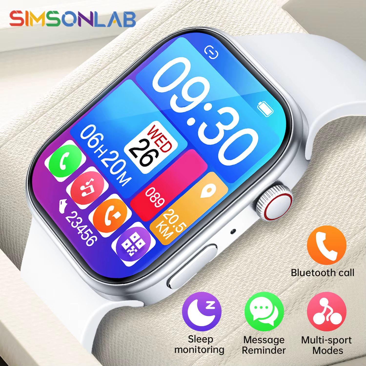 Nouvelle montre intelligente 1.83 "écran HD surveillance du sommeil et de la santé appel Bluetooth Modes multisports montres intelligentes de mode pour femmes hommes cadeau