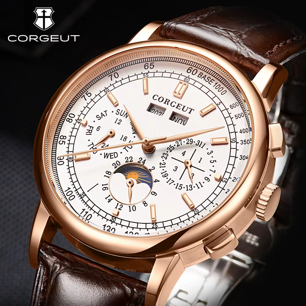 Logo personnalisé bricolage montres mécaniques automatiques pour homme d'affaires Multification Date jour mois année