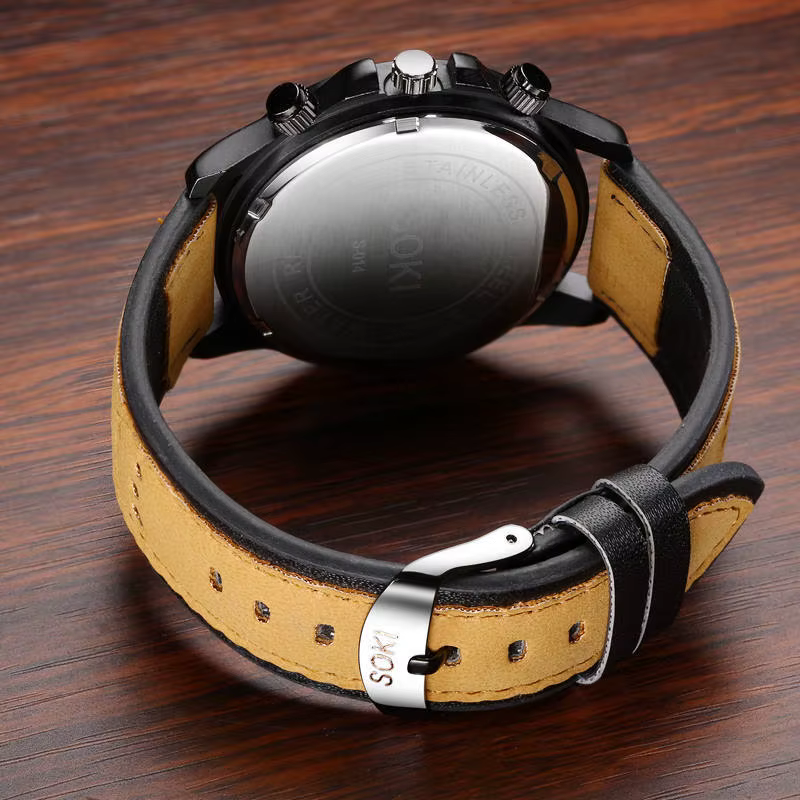 SOKI Sport hommes montre en cuir militaire mode montres