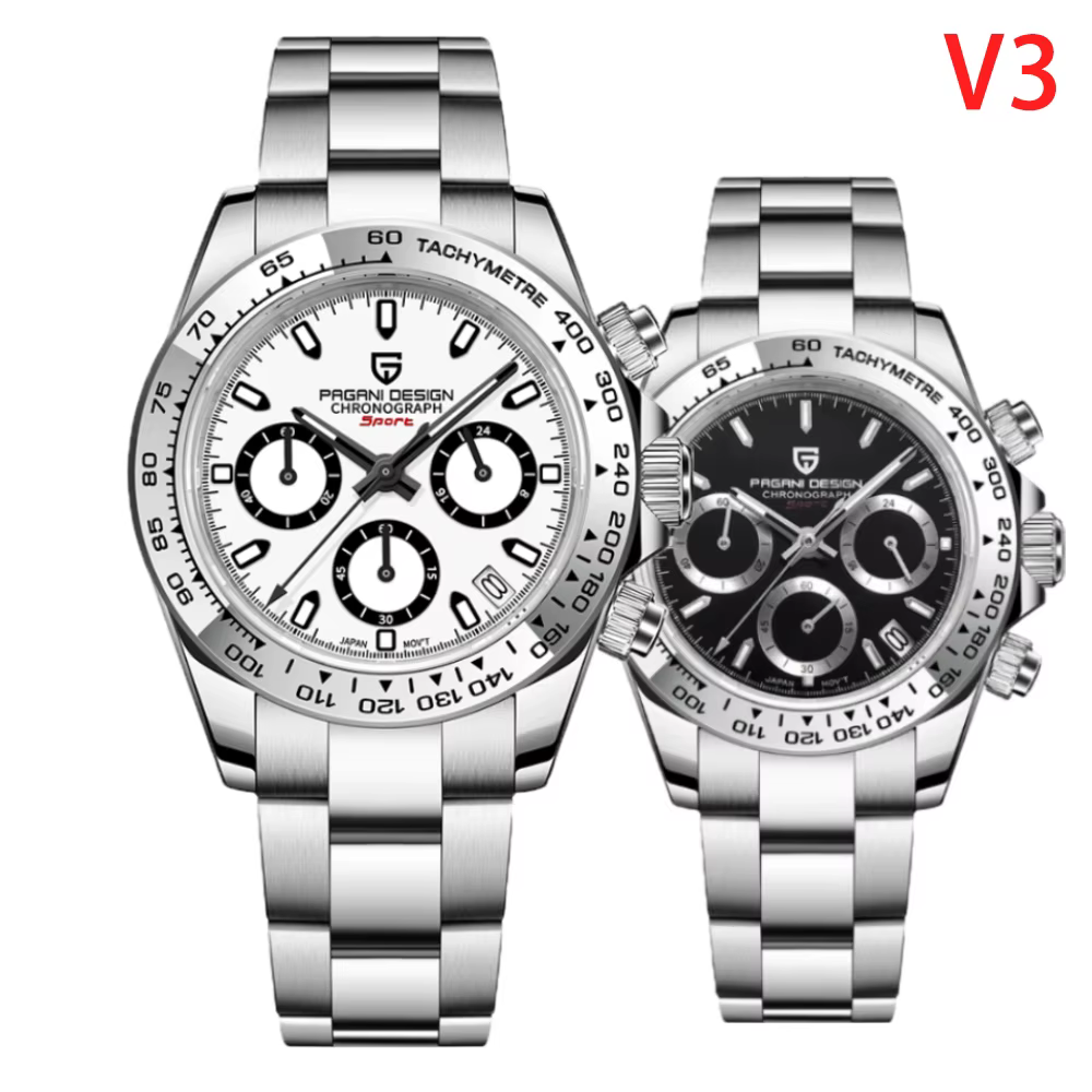 PAGANI DESIGN nouvelle lunette en acier inoxydable hommes montres à Quartz de luxe verre saphir chronographe VK63 montre