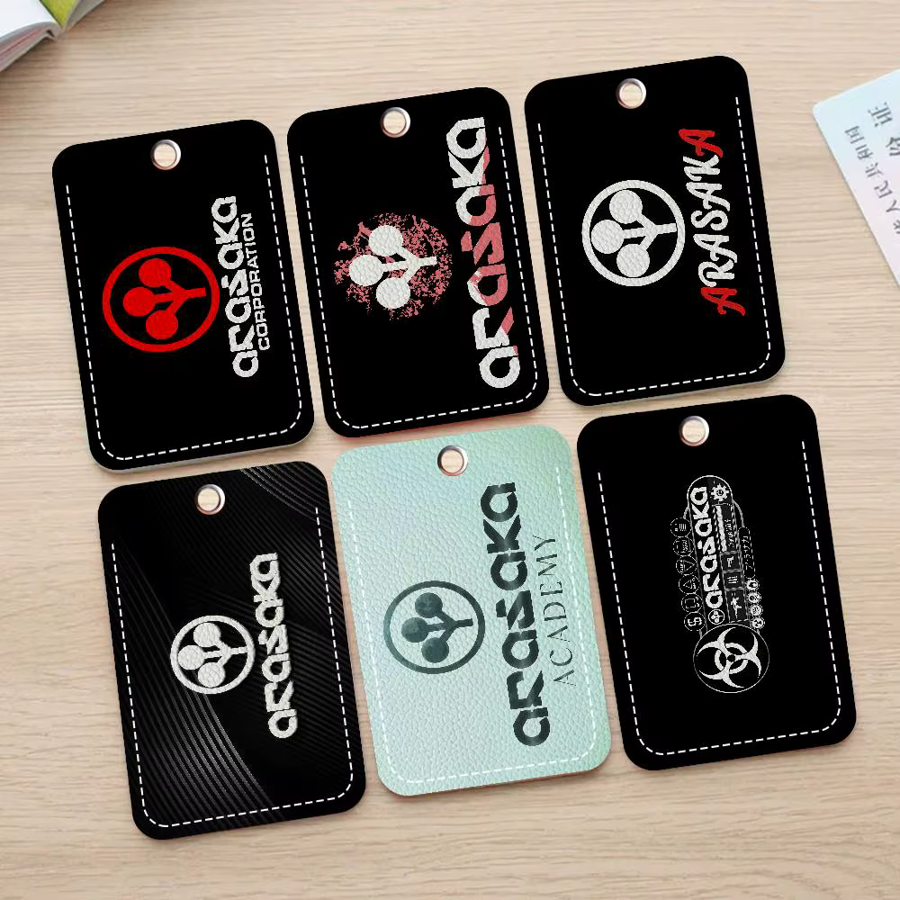 Arasaka Corporation Logo Rectangle étui pour carte d'identité porte-clés sac de carte d'accès porte-étiquette anneau porte-carte en cuir porte-clés accès