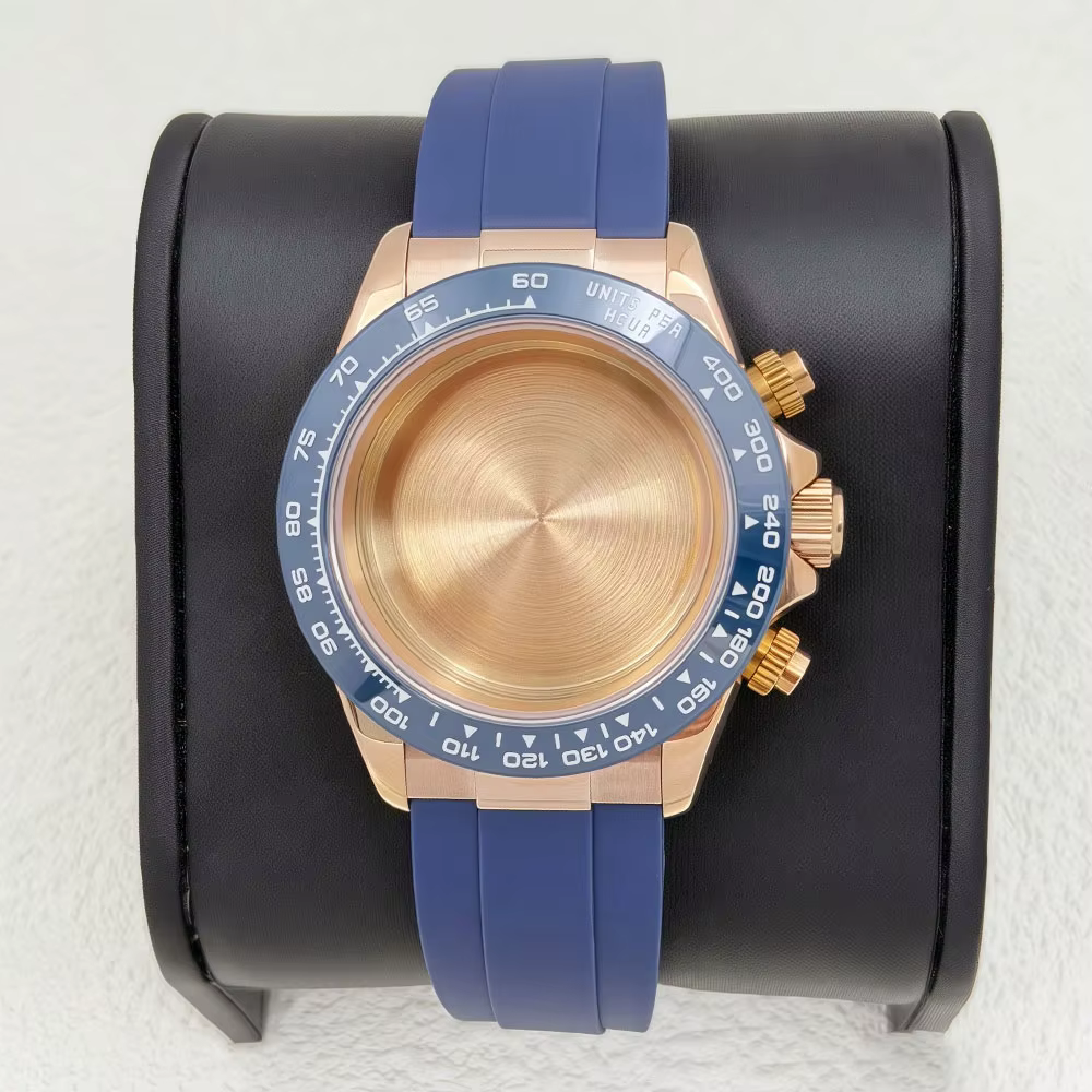Boîtier de montre pour homme en acier argenté or rose de 39