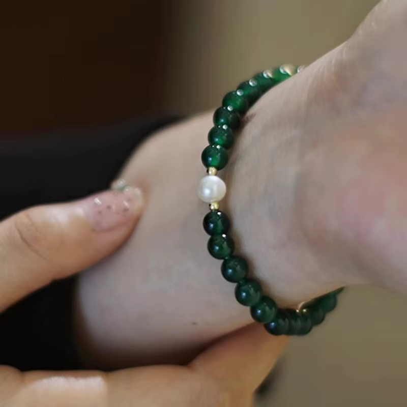 Bracelets en perles d'eau douce pour femmes, Agate rouge verte naturelle de 6mm, brins de perles, accessoires de bijoux fins simples et exquis, 1338