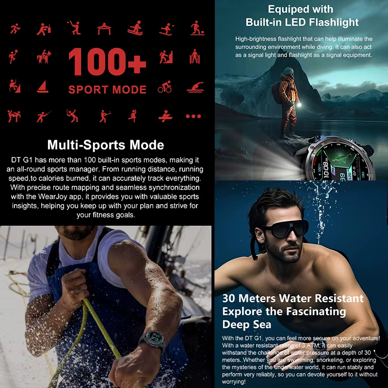 Montre connectée GPS 2026 avec carte hors ligne intégrée, étanche 3ATM, boussole militaire pour l'alpinisme en milieu sauvage, moniteur de fitness