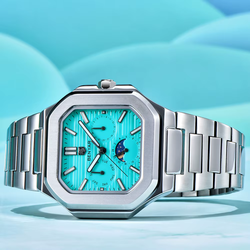 BENYAR 5221 montre pour hommes 37mm montre-bracelet à Quartz haut de gamme en acier inoxydable montres étanches