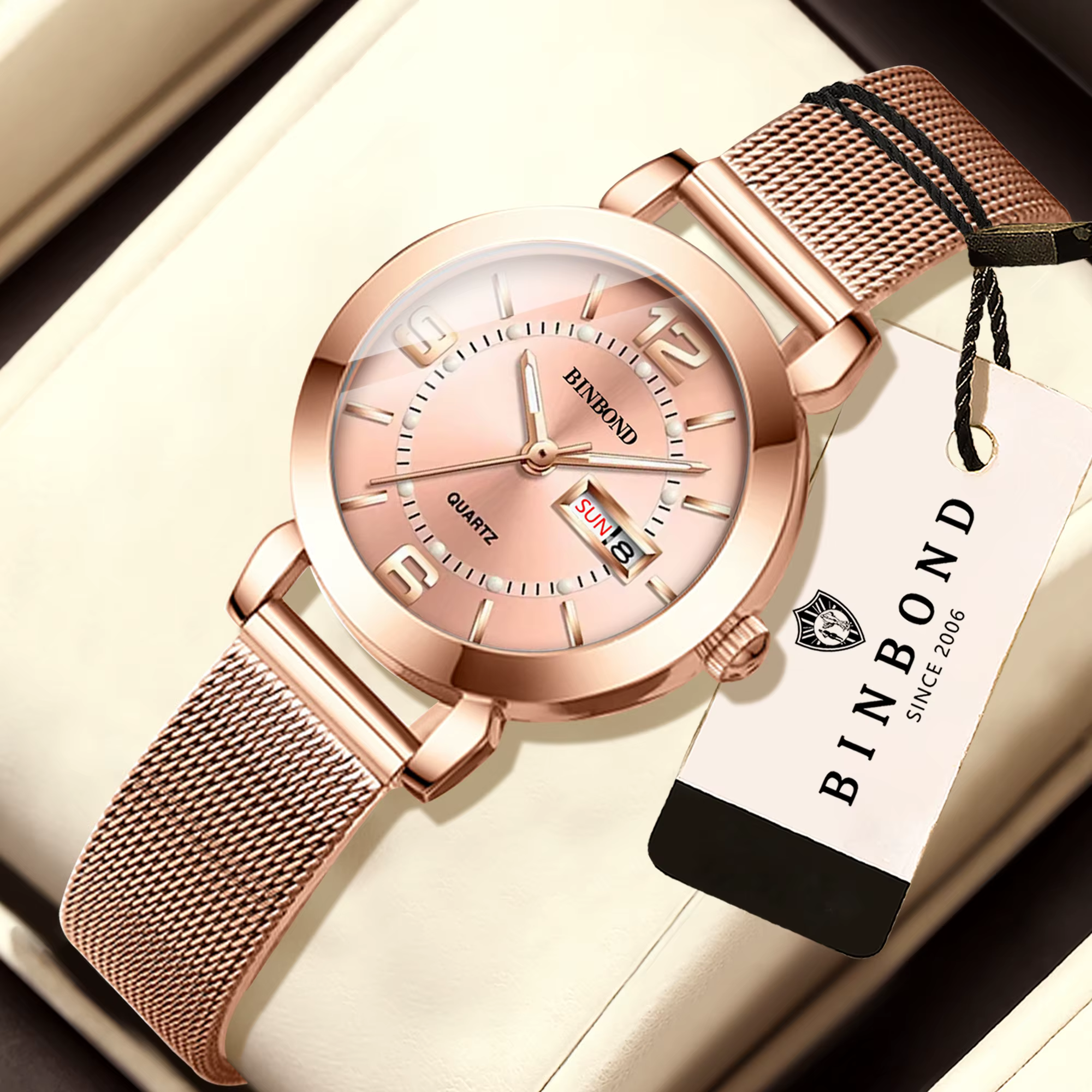 Montres-bracelets en quartz de luxe BINBOND pour femmes