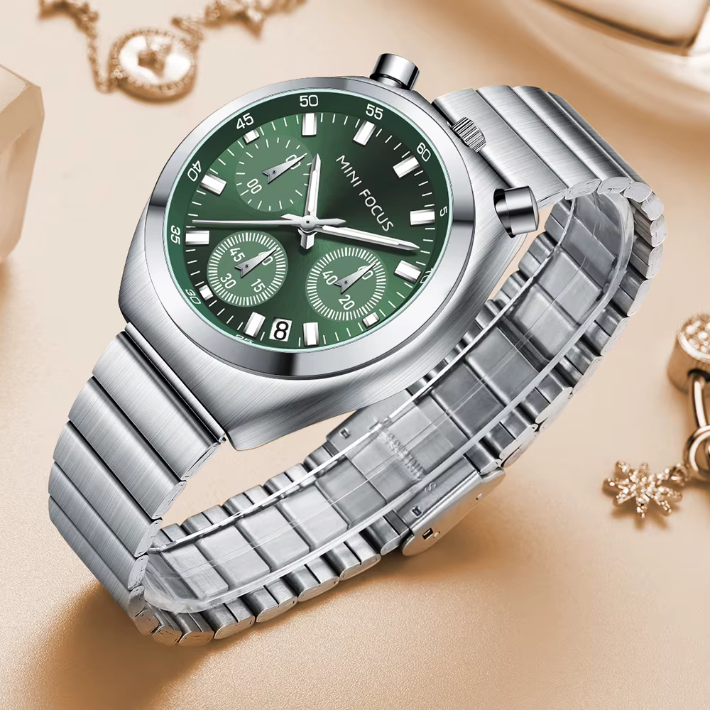 Montre MINI FOCUS en quartz argent et vert pour femme