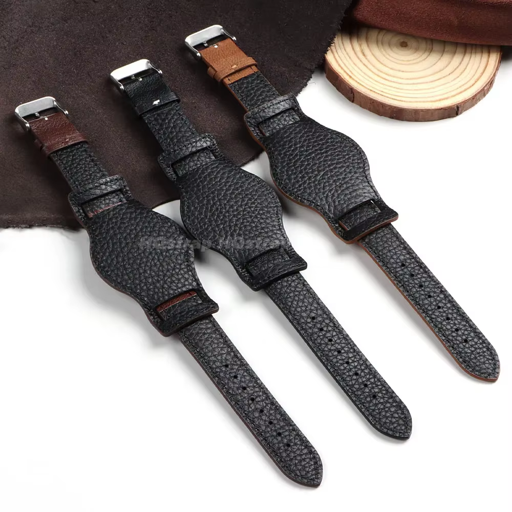 Bracelet de montre en cuir véritable pour Omega pour Seiko