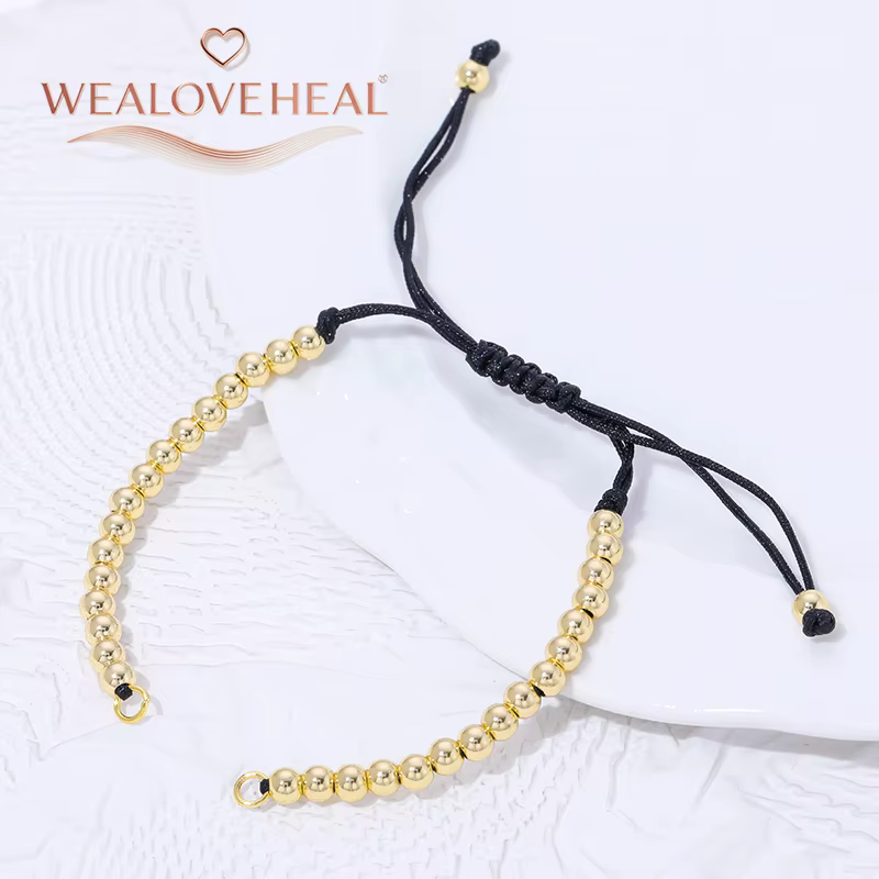 Nouveauté 2026 Bracelets en macramé réglables en laiton plaqué or 18K avec perles pour Hommes et Femmes, composants pour la fabrication de bijoux DIY