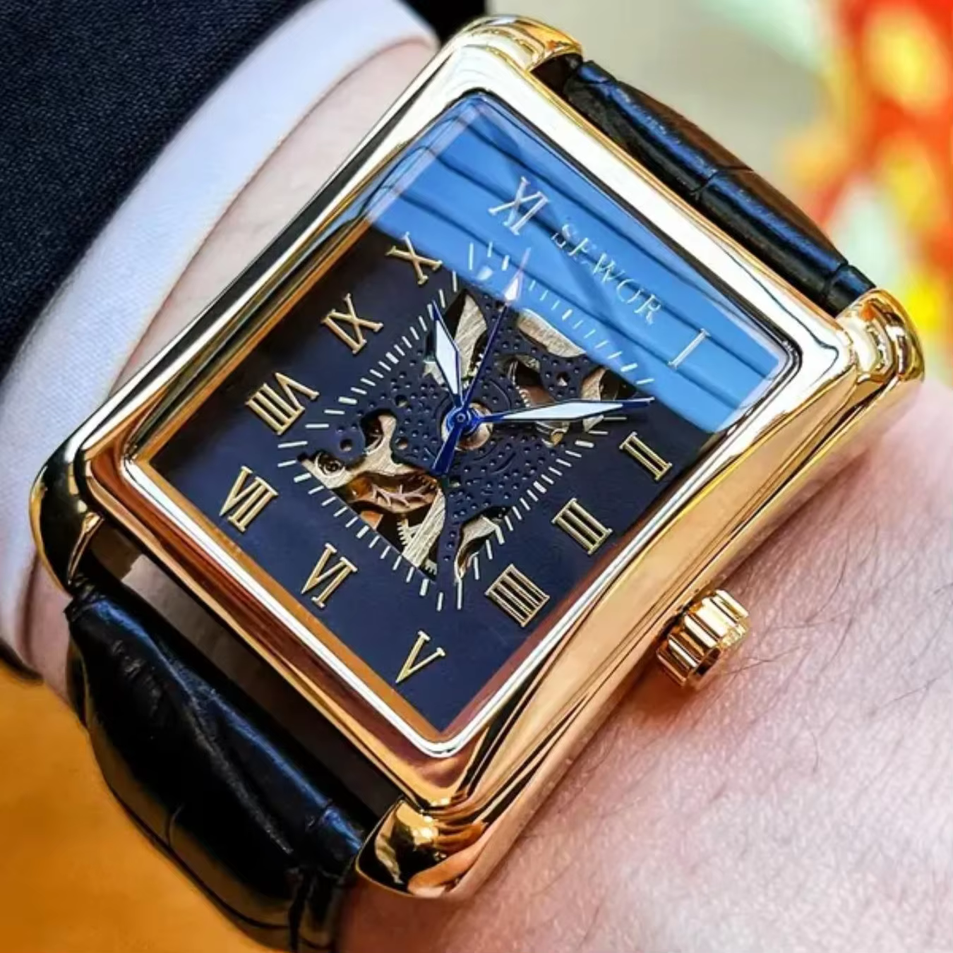 Montre mécanique rectangulaire pour homme