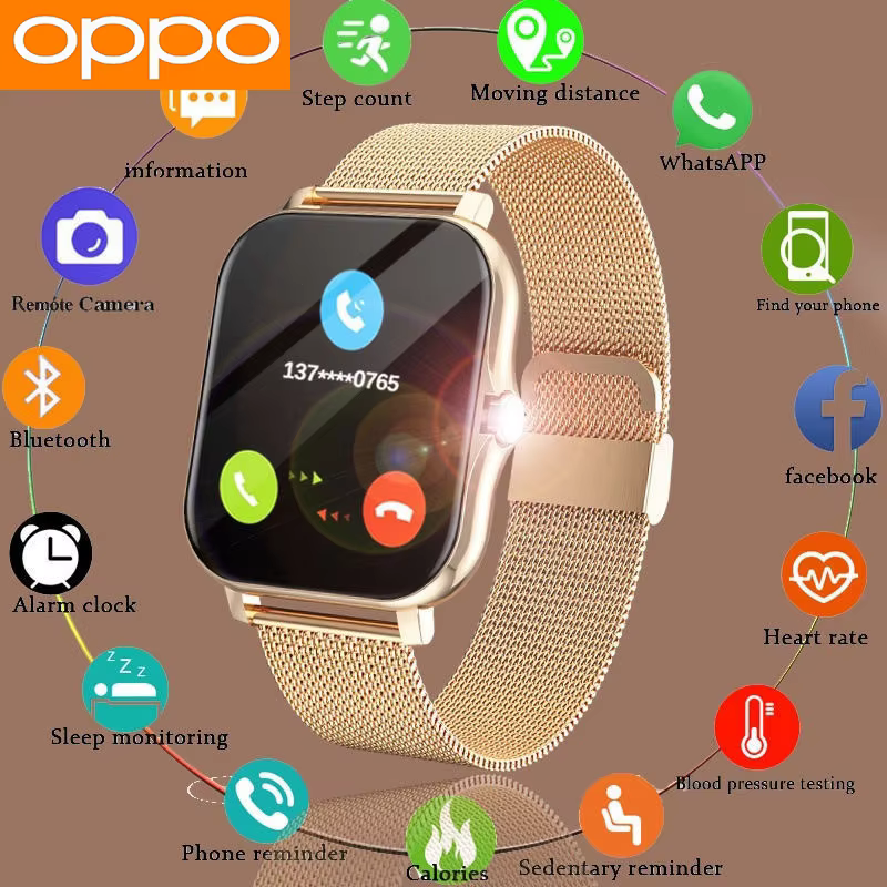 OPPO vente chaude nouvelle montre intelligente pour hommes femmes plus récent Sport SmartWatch visages Bluetooth appel