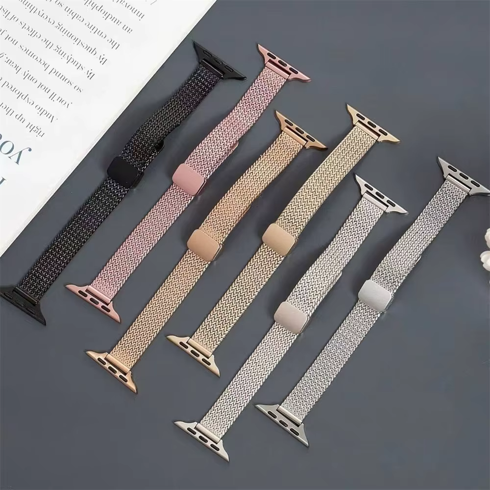 Bracelet magnétique en métal mince de luxe pour IWatch 10 9 8 7 SE 6