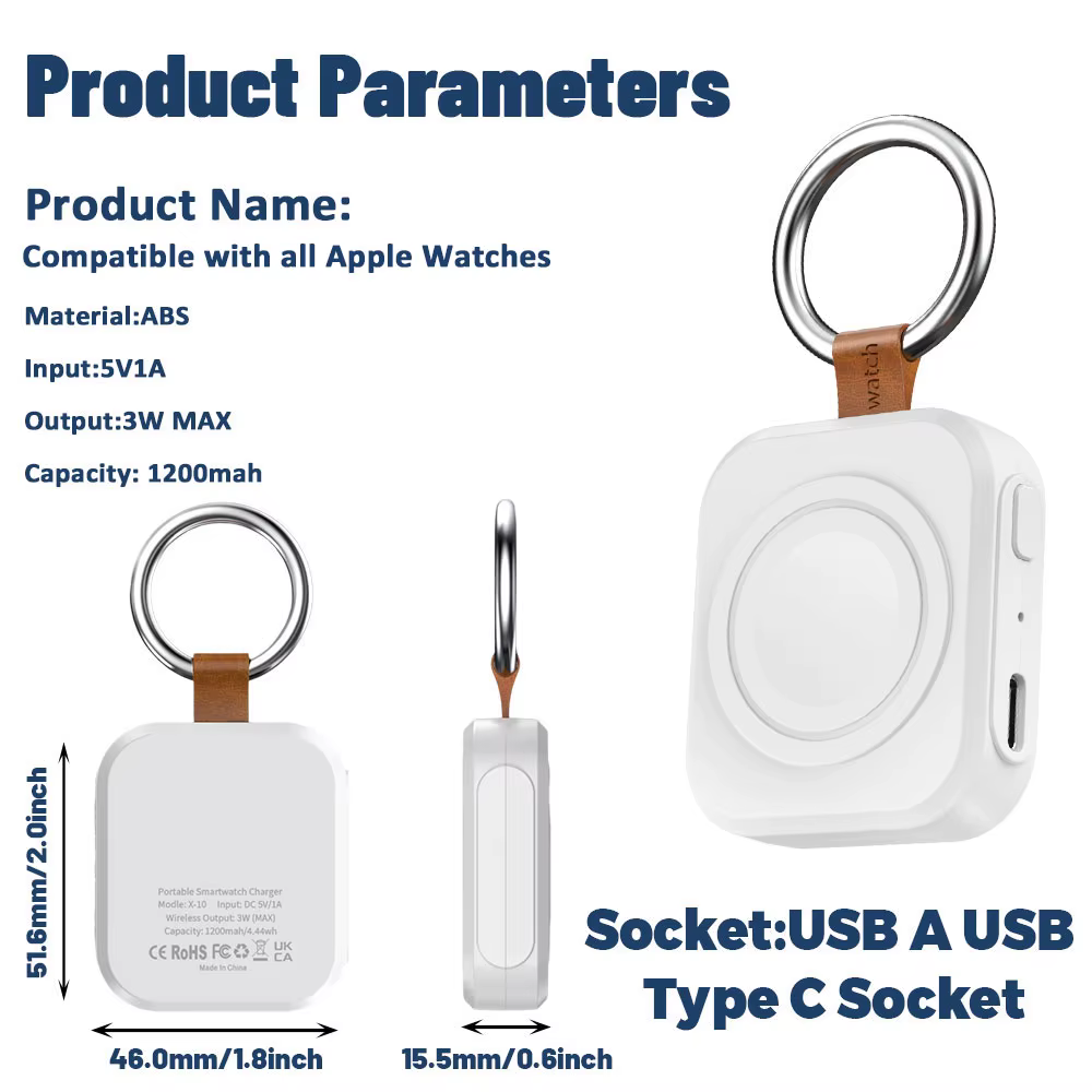 Chargeur sans fil portable pour Apple Watch Series 2 3 4 5 6 7 SE 8 9 10 Ultra/Ultra 2