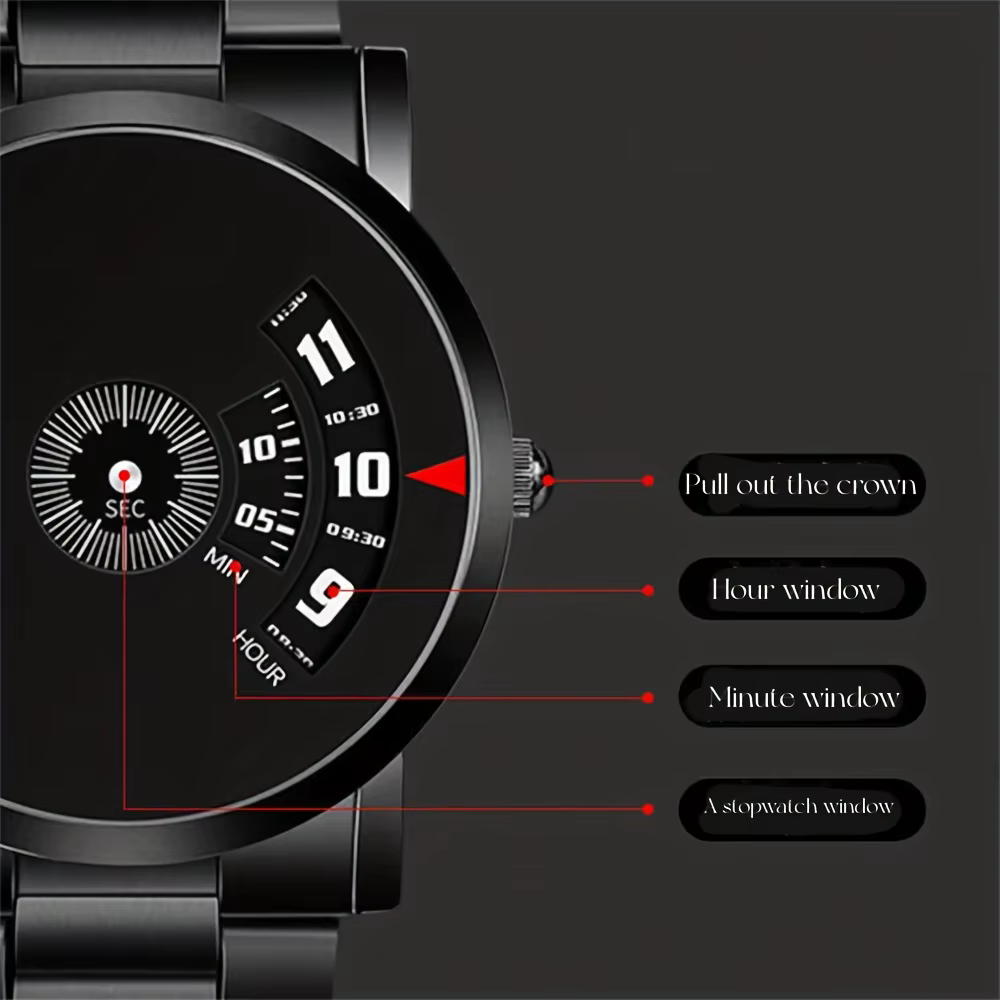 Nouvelle montre pour hommes noire scientifique et technologique
