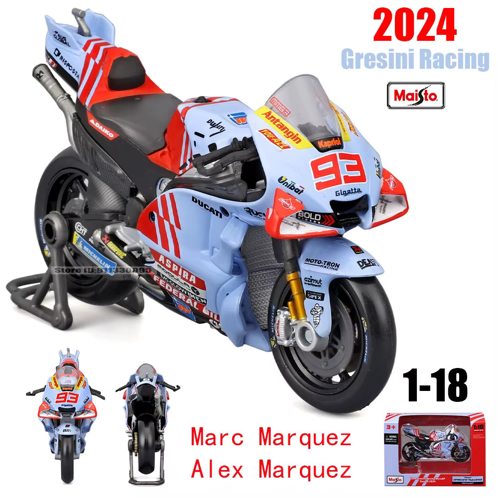Maisto 1:18 # 93 Marc Marquez # 73 Alex Marquez 2024 Gresini Racing Moto GP alliage moulé modèle de Moto collection cadeau jouet