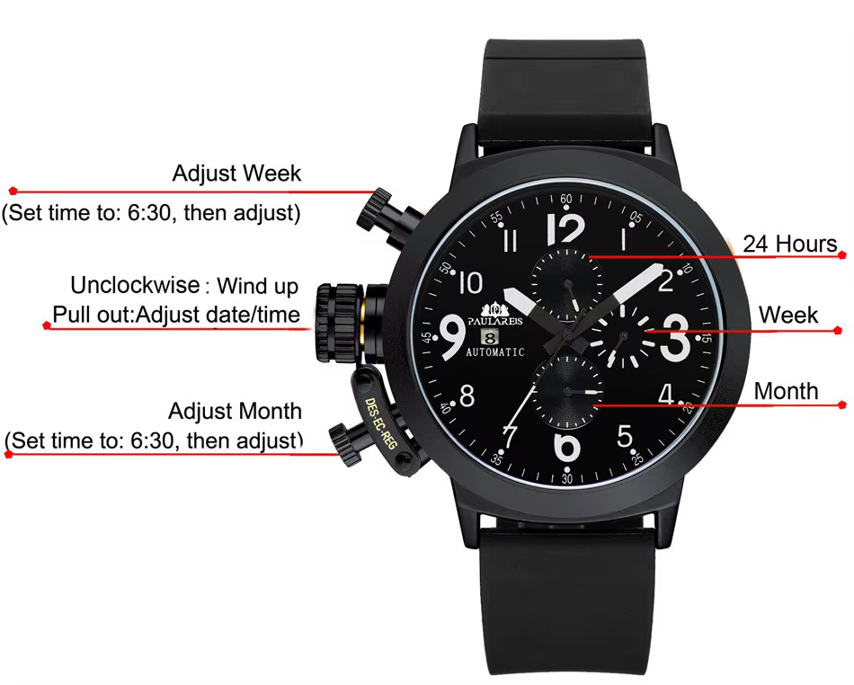 Montre automatique mécanique à remontage automatique pour homme