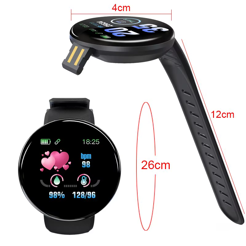 D18 montre intelligente hommes femmes Smartwatch pression artérielle étanche montres numériques sport Fitness Tracker