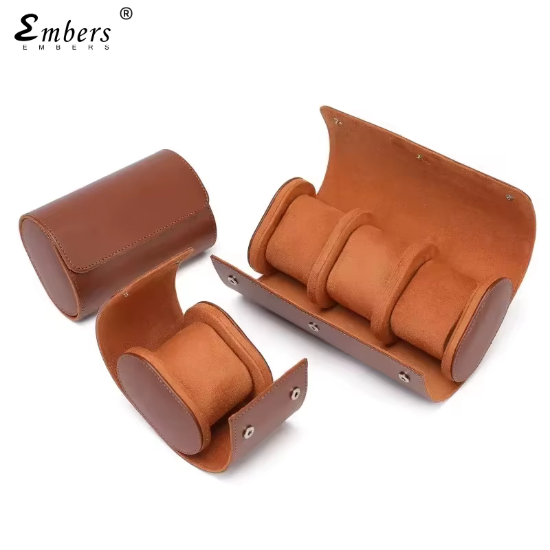 Embers cuir montre rouleau 1 2 3 fentes luxe véritable