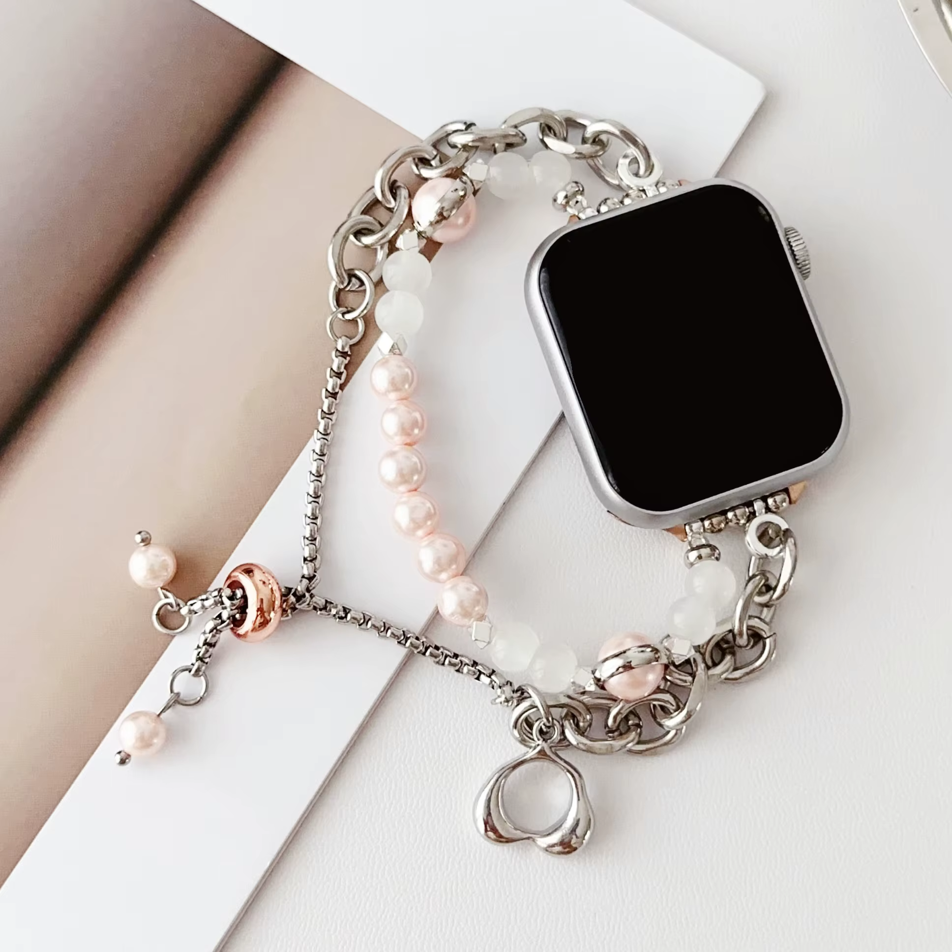 Bracelet en perles d'agate pour Apple Watch S10 42mm