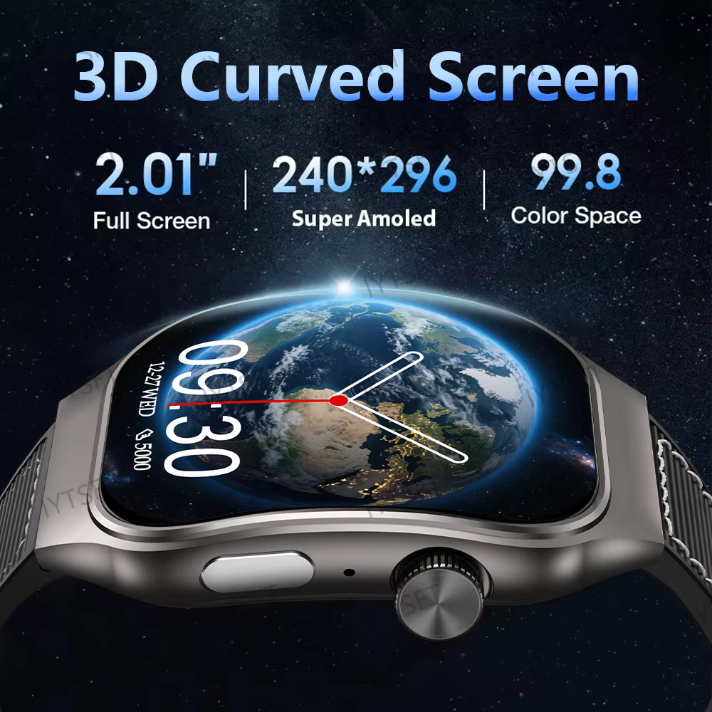 LAXASFIT 2.01 pouces écran incurvé montre intelligente pour hommes Bluetooth 5.3 HD appel plusieurs Modes de sport femme