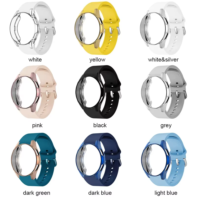Verre trempé + boîtier + bracelet en Silicone pour Samsung Galaxy Watch 7 6 5 4 40mm 44mm 2 pack housse de protection