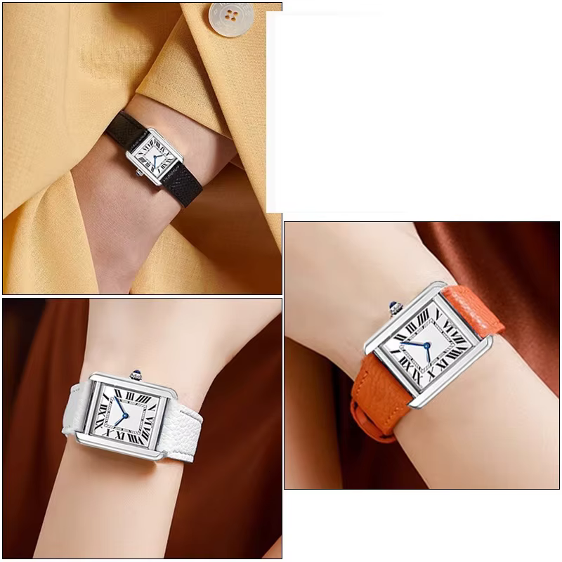 Bracelet de montre en cuir de vache pour Cartier Tank SOLO London Clé de 14 16 18 20mm noir marron blanc gris hommes