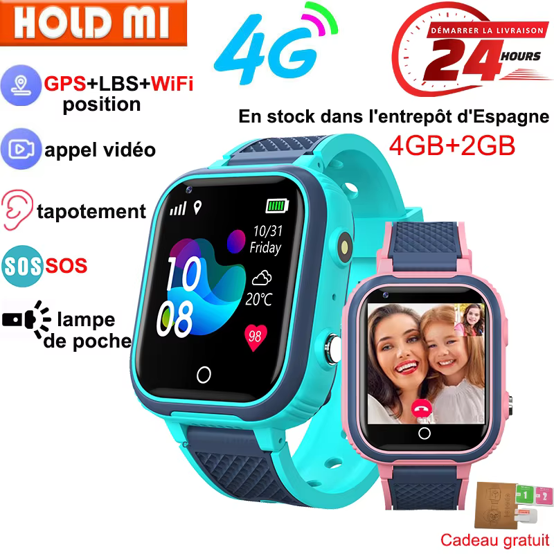4G montre intelligente enfants GPS WIFI appel vidéo SOS IP67 étanche enfant Smartwatch caméra moniteur Tracker Location