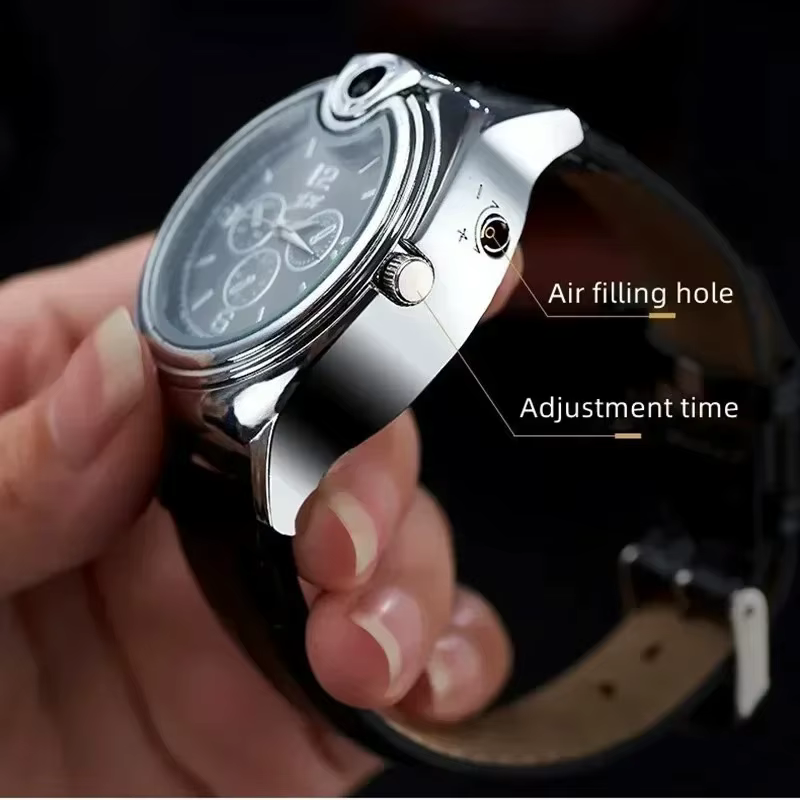 Briquet de montre à gaz en métal pour hommes, tendance, coupe-vent, Portable, Rechargeable, allume-cigare, cadeau de personnalité Cool et à la mode