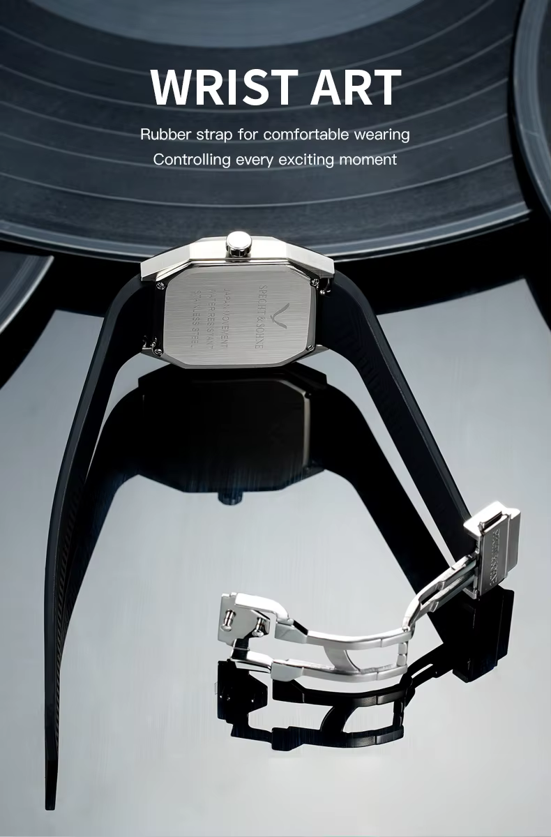 SpecPrint& Söhne-Montre carrée en acier inoxydable pour homme
