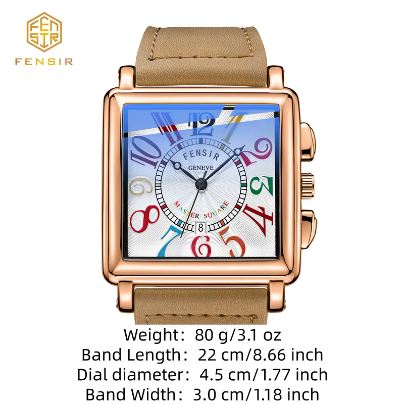 Montre à quartz carrée pour homme