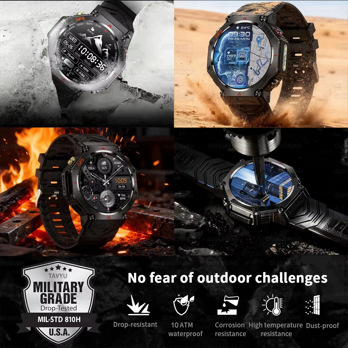 T-rex 3 Ultra militaire Grade GPS montre intelligente 10ATM étanche boussole altimètre barométrique AMOLED hommes HD appel sport Smartwatch