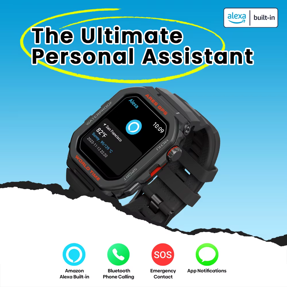 Nouveau Zeblaze Ares GPS montre intelligente intégré Alexa & GPS faire/réponse des appels téléphoniques Smartwatch