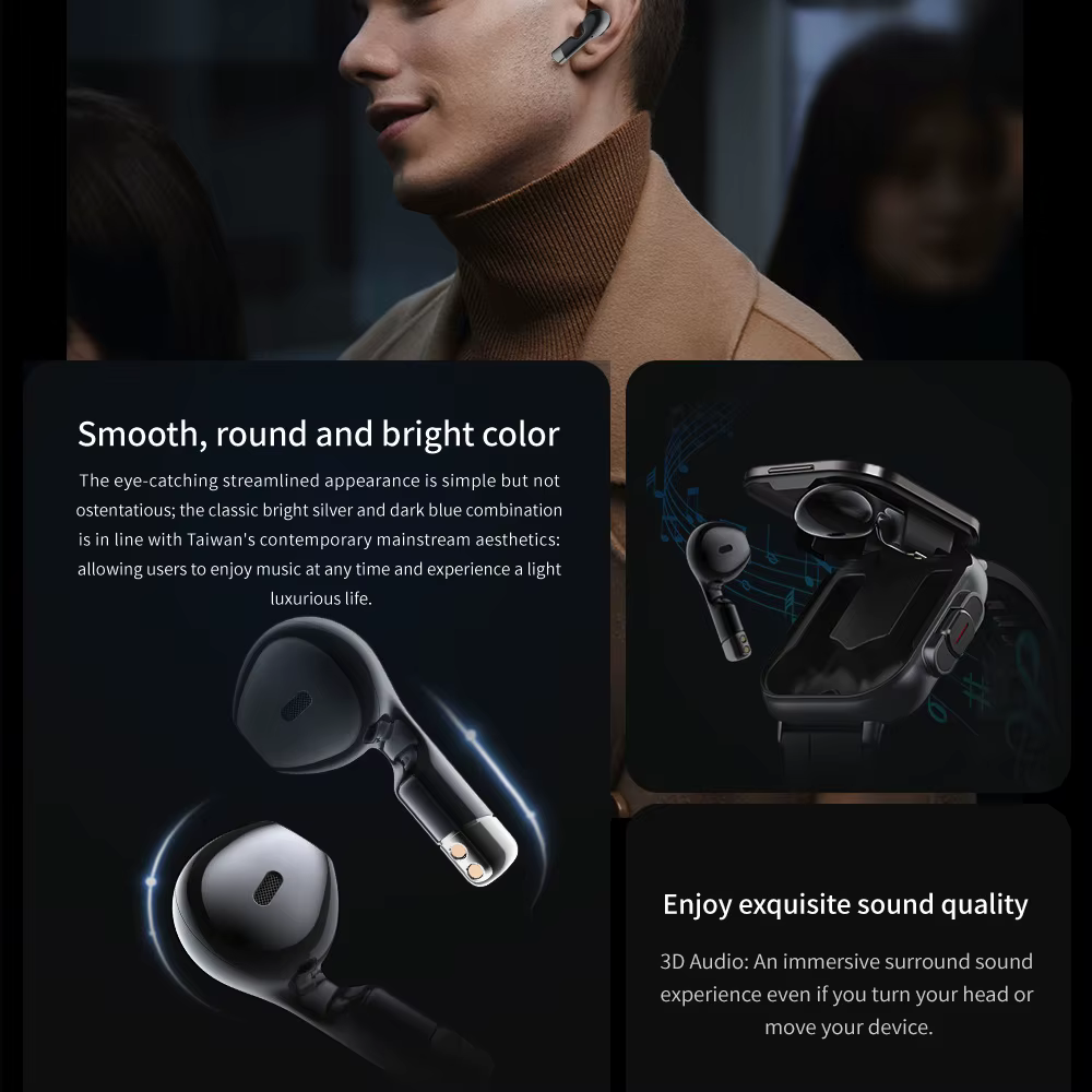 Montre connectée Bluetooth 2 en 1 avec écouteurs TWS