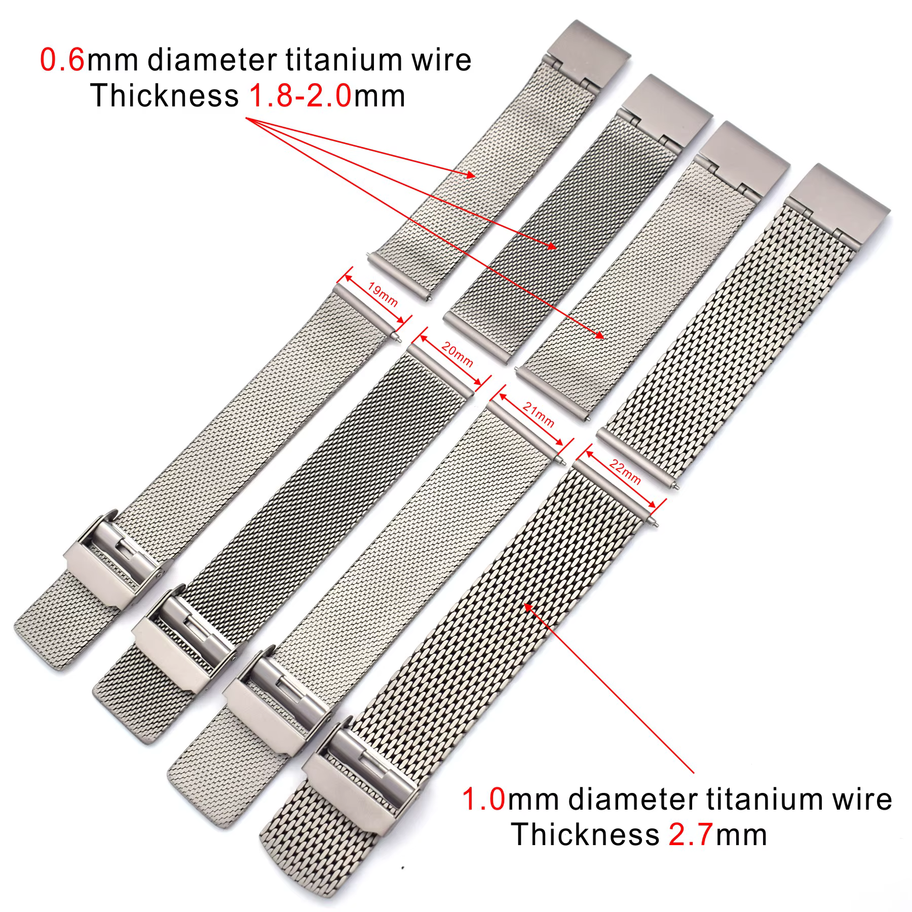 THEAGE Bracelet de montre en maille de titane pour hommes et femmes