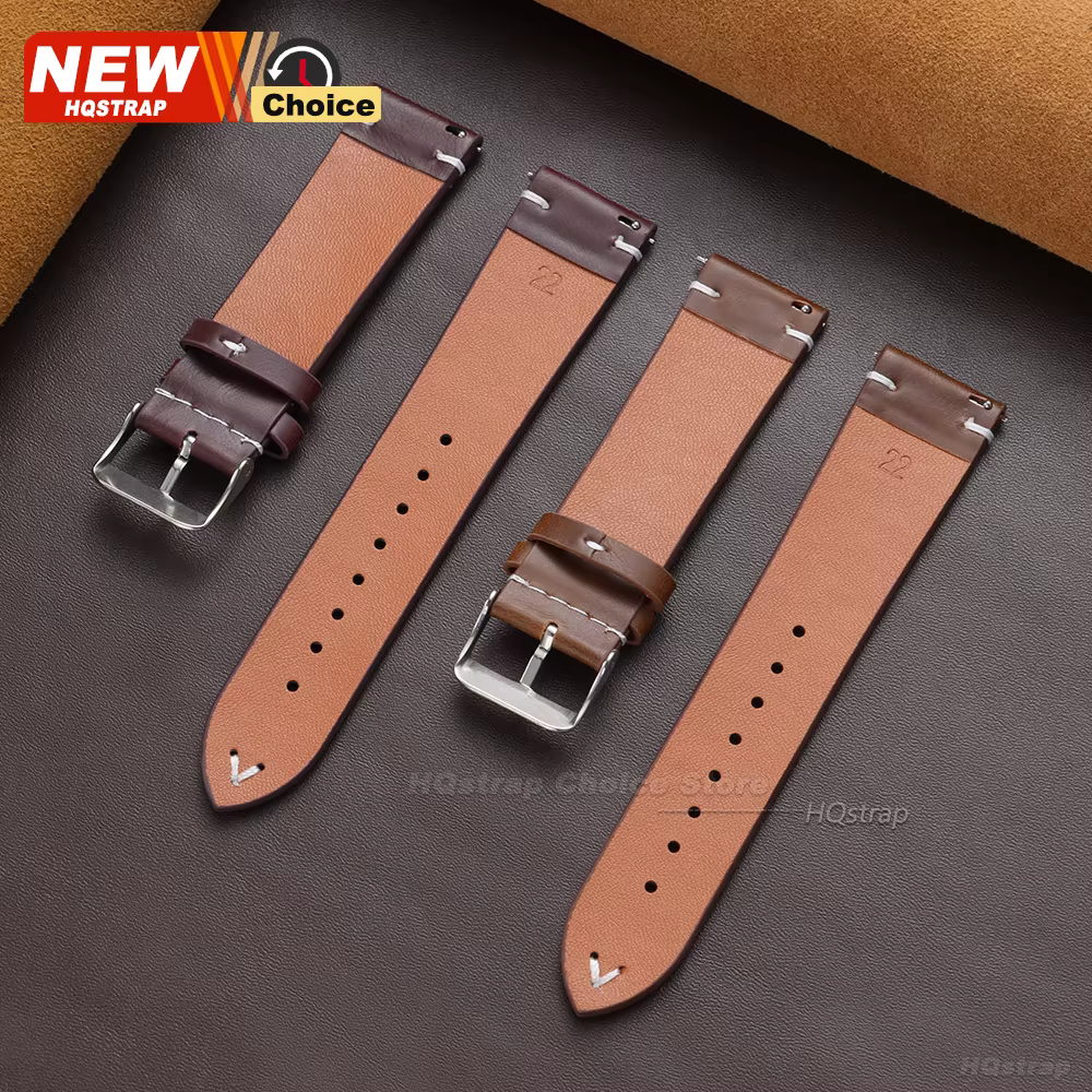 Nouveau bracelet de montre en PU marron et noir 18mm 20mm 22mm pour hommes et femmes