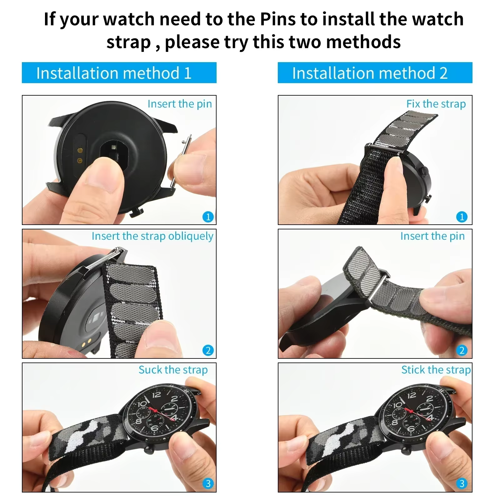 Bracelet à boucle en nylon pour montre Garmin