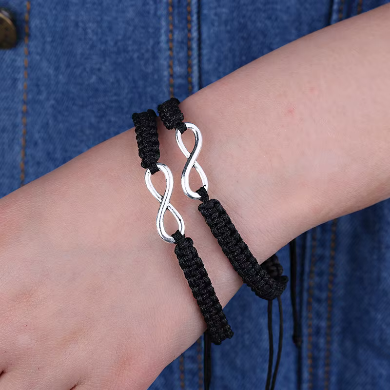 Bracelet porte-bonheur multicolore numéro 8 Infinity pour femmes et hommes, amitié, corde tressée à la main, breloque, cadeaux pour Couple, 2 pièces/ensemble