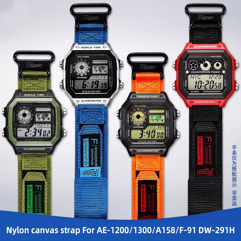 Bracelet en toile de Nylon de conception de boucle AE1200 pour montres Casio A158W/A168/W-216H/F-91/AE1300/1500/AE-1200