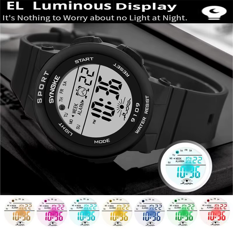 Synoke-Montre-bracelet numérique LED étanche pour femme