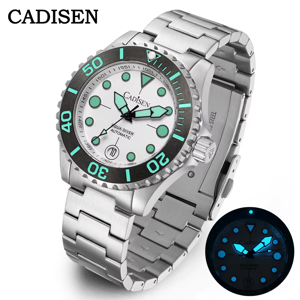 CADISEN AQUA DIVER 2024 nouvelle marque de luxe hommes montres montre automatique japon NH35A 100M étanche lumineux mécanique montre-bracelet
