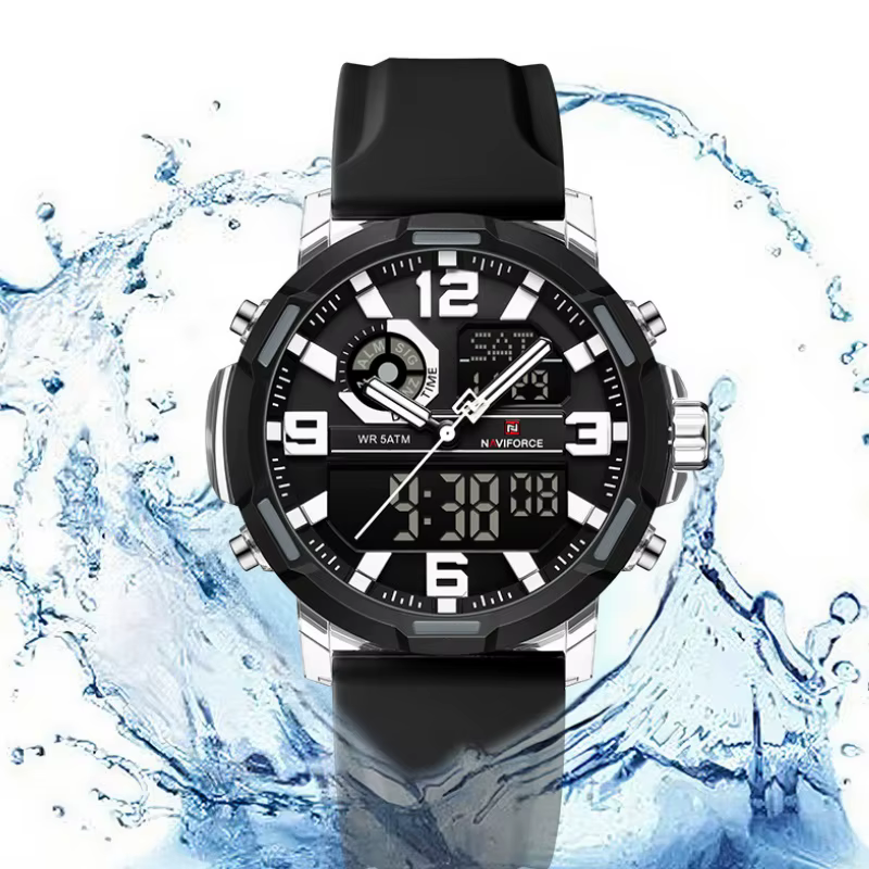 NAVIFORCE 2026 Montre Chronographe Homme Étanche 5ATM Double Affichage Alarme Semaine Mode Sport Cadeau Montre-Bracelet Relogio Masculino