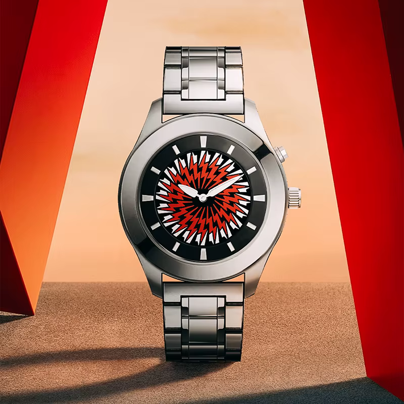 Montre millénaire rétro avec cadran à flamme dynamique