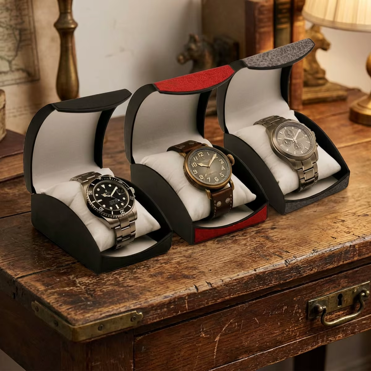 Boîte de rangement de luxe en cuir PU pour montres