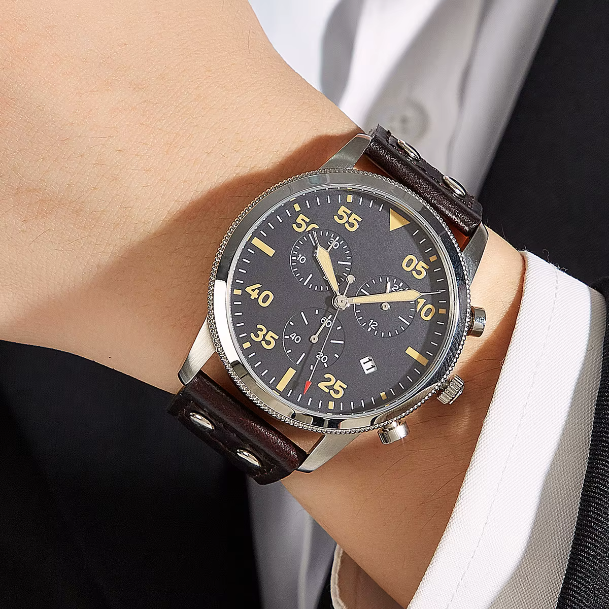 Montre Pilote Vintage Chronographe Mouvement Japonais JS05