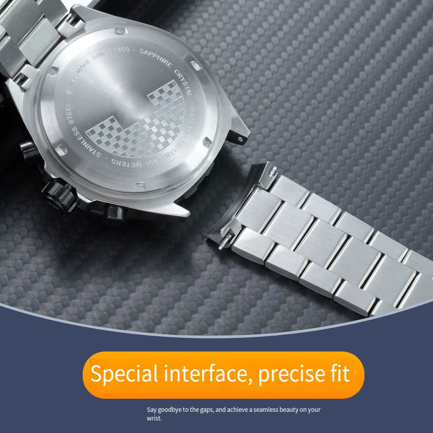 Bracelet de montre en métal massif de 21.5mm