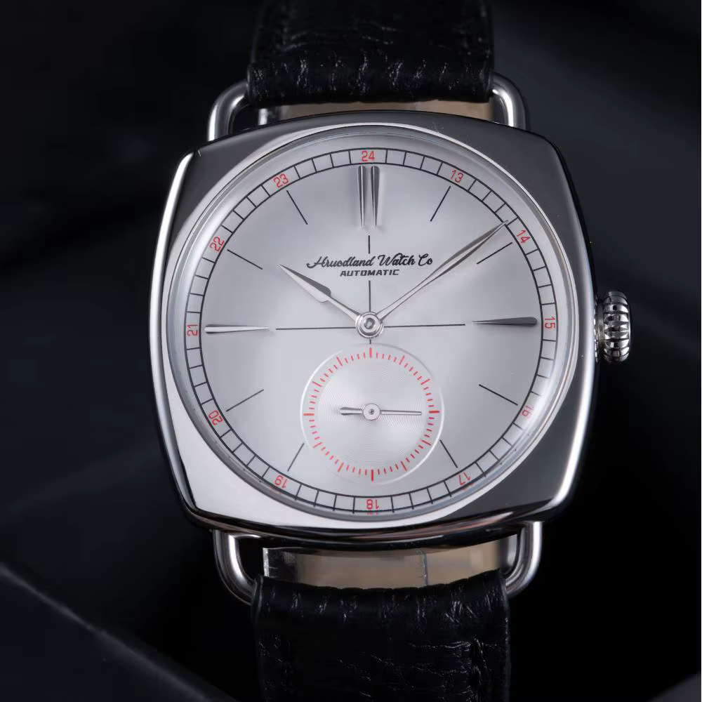Hruodland rétro hommes montres mécaniques automatiques F028 acier inoxydable cuir marron étanche 10Bar reloj hombre