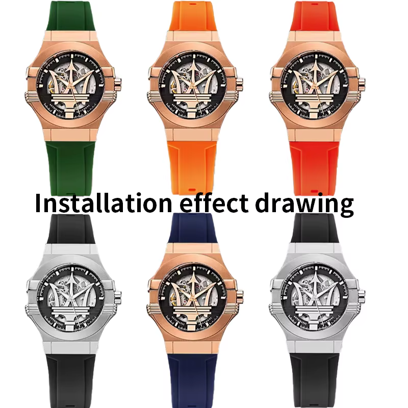 Pour montre Trident Maserati R 8821108039 R R 8821108038 /8035/8025 bracelet de sport convexe modifié en caoutchouc de